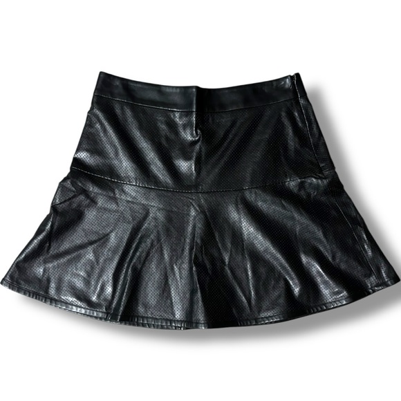 Ann Taylor Black Faux Leather A-Line Fit and Flare Mini Skirt - Picture 4 of 13